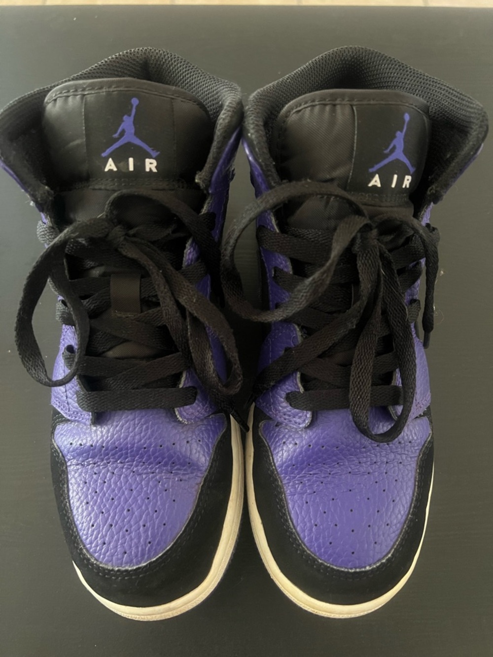 High-Top Jordans in Purple and Black